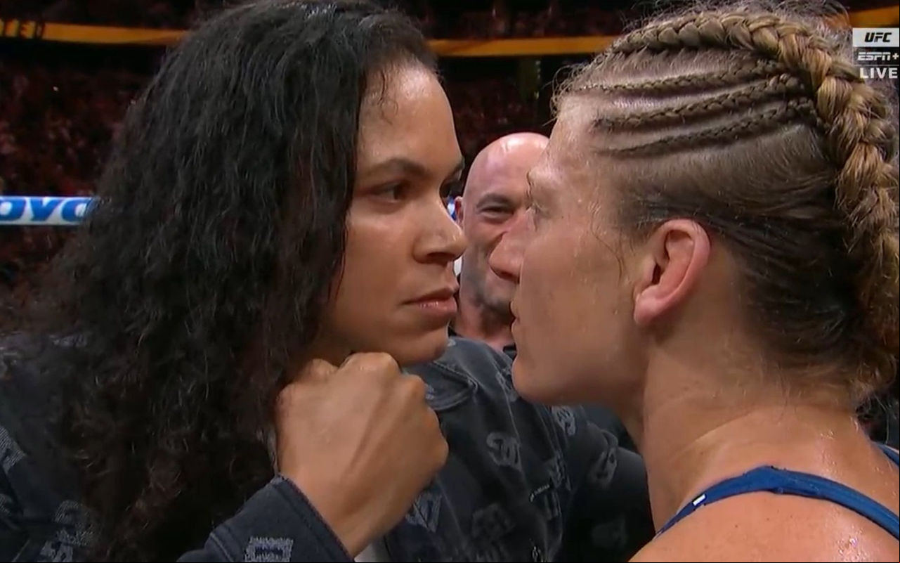 Encarada entre Amanda Nunes e Kayla Harrison (Foto: Reprodução)