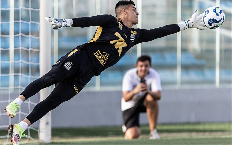 Gabriel Brazão terá como reserva imediato Diógenes. João Paulo é desfalque por problemas pessoais. (Foto: Raul Baretta/ Santos FC)